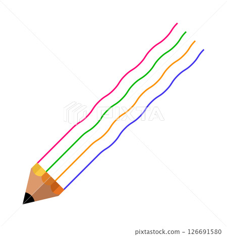 Stylized Color Pencil with Curved Lines Vector Illustration. Each line extends from the body of the pencil in a smooth wavy motion. Stylized Color Pencil with Curved Lines Vector Illustration. Each line extends from the body of the pencil in a smooth wavy motion. 126691580