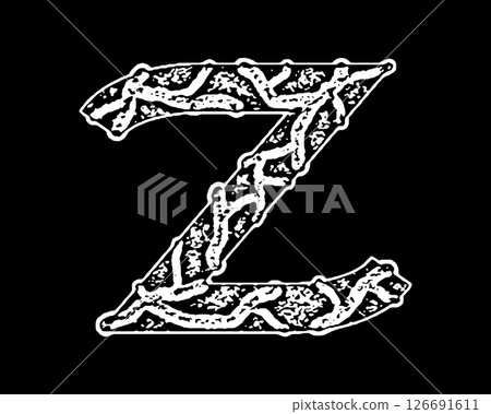 Grungy vector font. Letter with veins. Grungy vector font. Letter with veins. 126691611