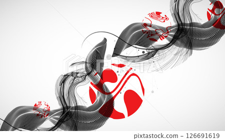 The abstract wave art background is made in a frame style. Template for science and technology presentation. Vector. The abstract wave art background is made in a frame style. Template for science and technology presentation. Vector. 126691619
