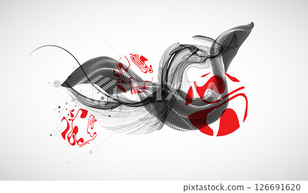 The abstract wave art background is made in a frame style. Template for science and technology presentation. Vector. The abstract wave art background is made in a frame style. Template for science and technology presentation. Vector. 126691620