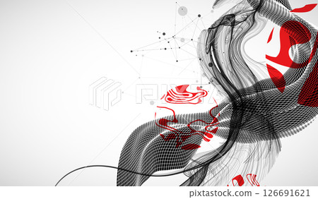The abstract wave art background is made in a frame style. Template for science and technology presentation. Vector. The abstract wave art background is made in a frame style. Template for science and technology presentation. Vector. 126691621