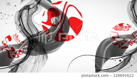 The abstract wave art background is made in a frame style. Template for science and technology presentation. Vector. The abstract wave art background is made in a frame style. Template for science and technology presentation. Vector. 126691622