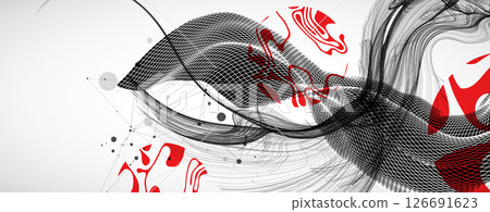 The abstract wave art background is made in a frame style. Template for science and technology presentation. Vector. The abstract wave art background is made in a frame style. Template for science and technology presentation. Vector. 126691623
