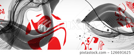 The abstract wave art background is made in a frame style. Template for science and technology presentation. Vector. 126691625