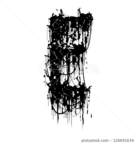 Death-metal font. Drippy letter on white background. Custom lettering. Death-metal font. Drippy letter on white background. Custom lettering. 126691639