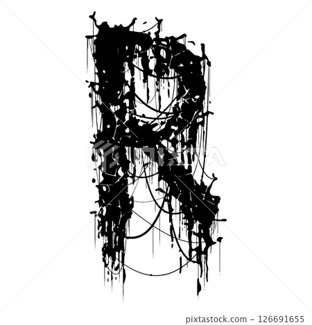 Death-metal font. Drippy letter on white background. Custom lettering. 126691655