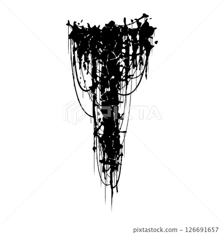 Death-metal font. Drippy letter on white background. Custom lettering. 126691657