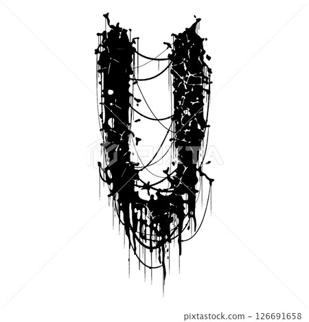 Death-metal font. Drippy letter on white background. Custom lettering. 126691658