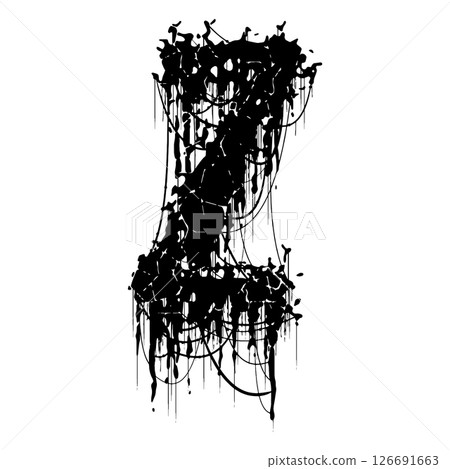 Death-metal font. Drippy letter on white background. Custom lettering. Death-metal font. Drippy letter on white background. Custom lettering. 126691663