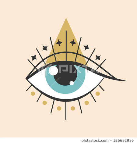 Celestial magical eye symbol emblem. All seeing eye. Vector illustration 126691956