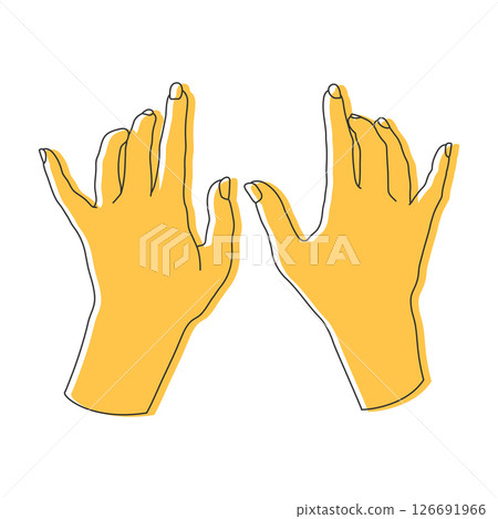 Human hands outline. Hands stroking surface or playing the piano. Vector illustration 126691966