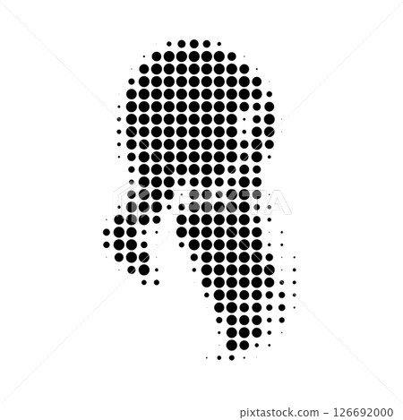 Abstract musical note symbol created with black halftone dots isolated on white background. Abstract musical note symbol created with black halftone dots isolated on white background. 126692000