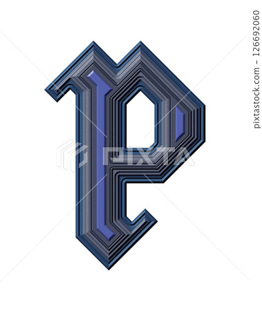 3D illustration. Decorative letter. Modern gothic font. 126692060