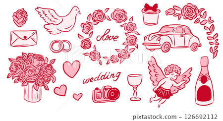 Explore a beautiful collection of Romantic Wedding Icons and Symbols perfect for Love Themes 126692112