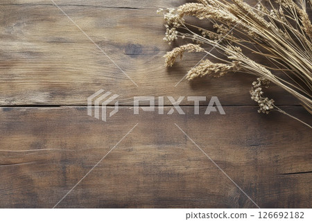 Rustic decor with dried flowers and wood 126692182