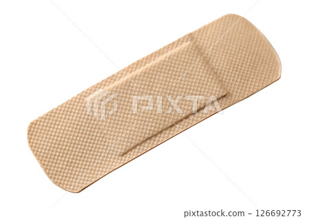 Sterile adhesive bandage on transparent background, ready to cover small cuts or wounds, beige skin tone, medical first aid supply Sterile adhesive bandage on transparent background, ready to cover small cuts or wounds, beige skin tone, medical first aid supply 126692773