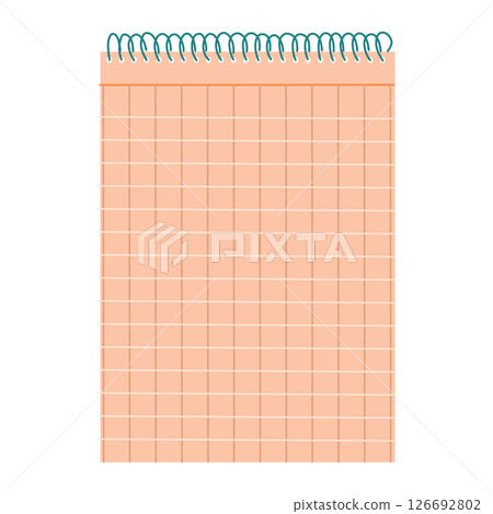 Notebook sheet isolated on white background. White blank of checkered paper. Vertical page from diary. Vector template. Notebook sheet isolated on white background. White blank of checkered paper. Vertical page from diary. Vector template. 126692802