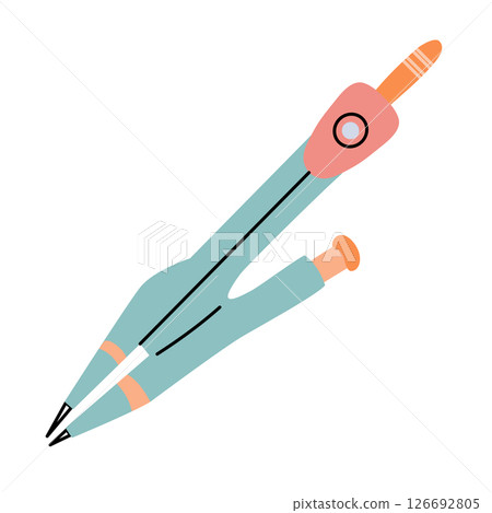 Geometric tool for drawing circles. School compass. Geometric tool for drawing circles. School compass. 126692805