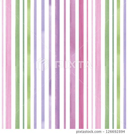 Striped pattern. Watercolor colorful stripes on a white background. Good for postcards, invitations, greeting cards, wallpaper, textiles. 126692894