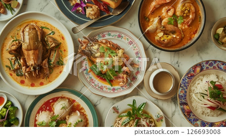Peranakan cuisine artfully blends Chinese, Malay, and Indonesian flavors into delicious, must-try dishes. 126693008