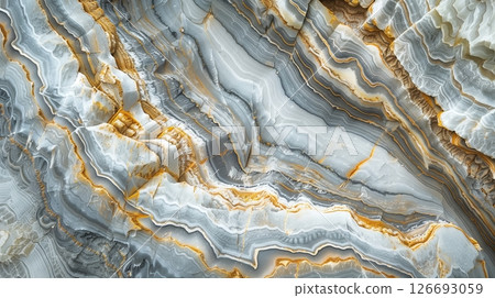 Natural marble patterns in rock formations show intricate, beautiful designs formed over millions of years. 126693059