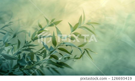 Foliage gently swaying in slow motion creates a mesmerizing, tranquil visual experience. 126693419