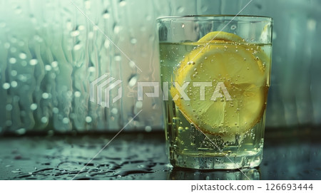 A refreshing glass of lemonade captures the essence of a hot summer day, offering a cool, tart reprieve. 126693444