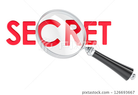 SECRET Under Magnifying Glass, 3D Rendering SECRET Under Magnifying Glass, 3D Rendering 126693667