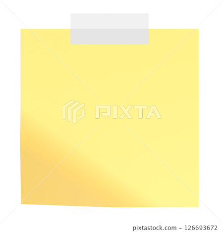 Yellow Sticky Note with Transparent Tape, 3D...-插圖素材 [126693672] - PIXTA圖庫