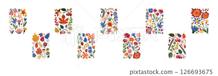 Floral and Flower Design Element in Rectangle Shape Vector Set Floral and Flower Design Element in Rectangle Shape Vector Set 126693675