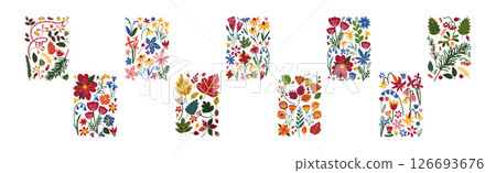 Floral and Flower Design Element in Rectangle Shape Vector Set Floral and Flower Design Element in Rectangle Shape Vector Set 126693676