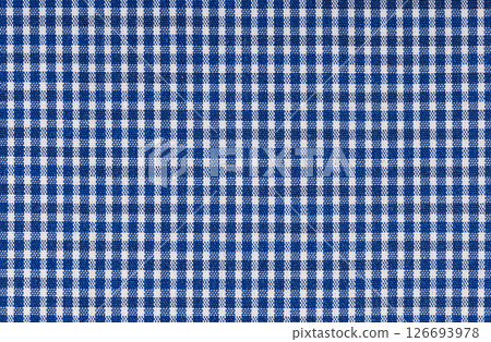 Blue and White Checkered Fabric Close up Texture 126693978