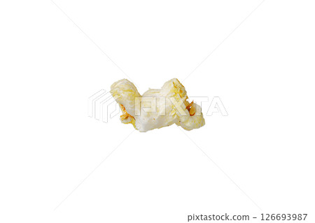 macro popcorn on isolated and white background macro popcorn on isolated and white background 126693987