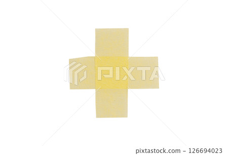 Yellow painter's tape isolated on white background, macro. Torn, crumpled, twisted strips of yellow painter's tape on white background Yellow painter's tape isolated on white background, macro. Torn, crumpled, twisted strips of yellow painter's tape on white background 126694023