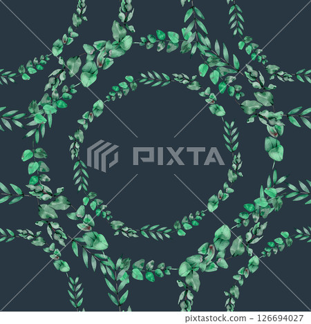 Tasteful Fresh Mint Green Forest Eucalyptus Leaf Artistic Watercolor Abstract Scandinavian Design Seamless Pattern Wallpaper Curtain Bedding Background Upholstery Gift Wrapping Paper 126694027