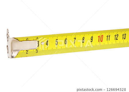 Carpenters Metal Tape Measure Isolated on a White Background. 126694328