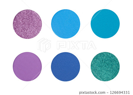 Assorted colors metallic blusher or eyeshadow isolated on white background 126694331