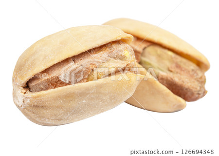 Tasty pistachio nuts on white background 126694348