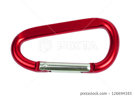 Climbing carabiner clip on isolated white background 126694385