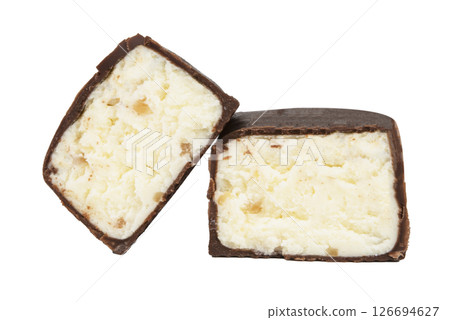 Glazed cheese bar isolated on white background. 126694627