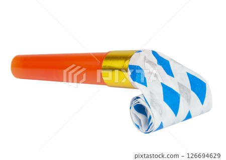 Party foil whistle festive noisemaker blowout isolated on the white 126694629