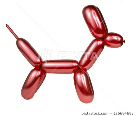 Red bright balloon dog isolated on the white Red bright balloon dog isolated on the white 126694692