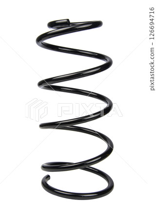 Black Coil Spring Isolated On White Background 126694716