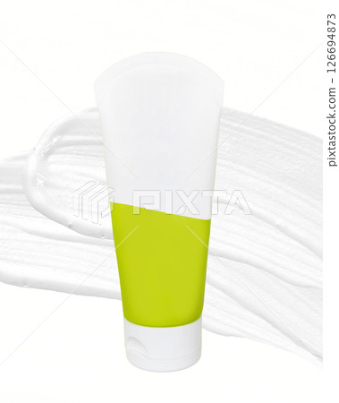 Top view of mockup of white squeeze bottle plastic tube for branding of medicine or cosmetics - cream, gel, skin care, toothpaste. Cosmetic bottle container Top view of mockup of white squeeze bottle plastic tube for branding of medicine or cosmetics - cream, gel, skin care, toothpaste. Cosmetic bottle container 126694873
