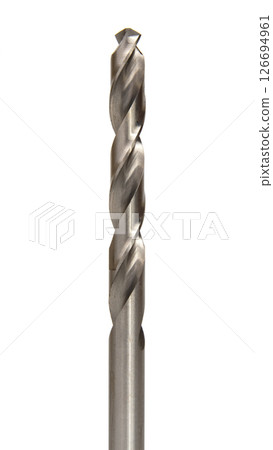 Drill bit. Stainless steel drill bit on a white background (with clipping path). 126694961