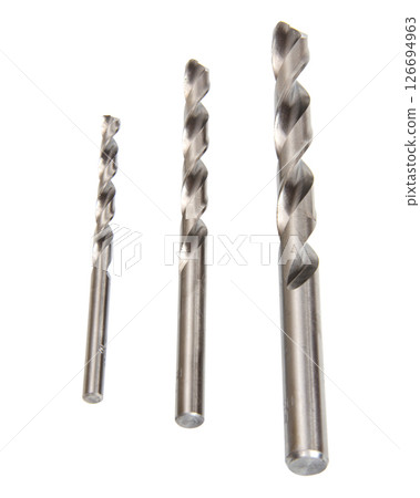 Drill bit. Stainless steel drill bit on a white background (with clipping path). Drill bit. Stainless steel drill bit on a white background (with clipping path). 126694963