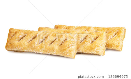 Puff pastry cookies fresh bakery shack isolated on the white background Puff pastry cookies fresh bakery shack isolated on the white background 126694975