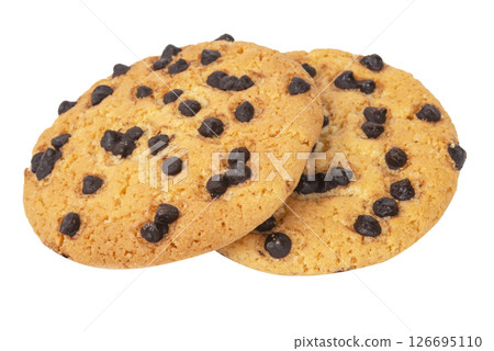 Chocolate chip cookie, isolated on a white background with a clipping path 126695110