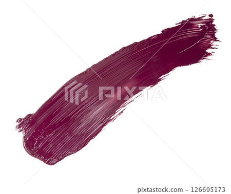 Smear and texture of red lipstick or acrylic paint isolated on white background. 126695173