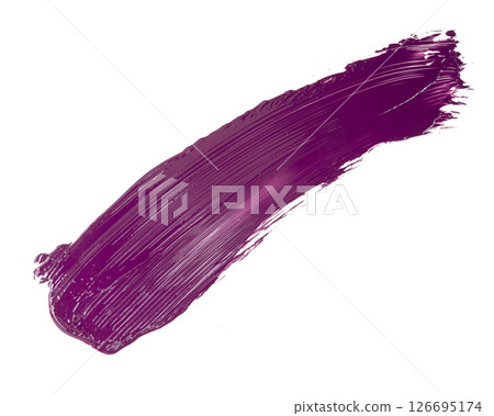 Smear and texture of red lipstick or acrylic paint isolated on white background. 126695174